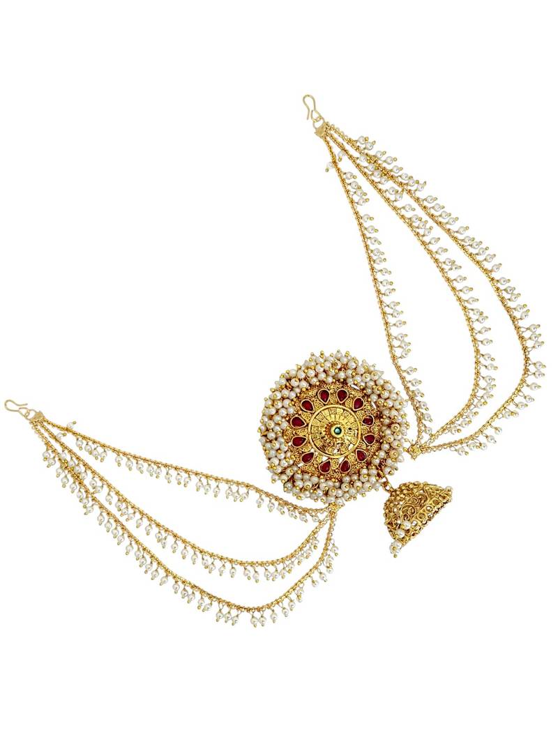 Gold plated kemp stone bun pin head jewellery