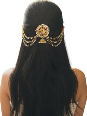 Gold plated kemp stone bun pin head jewellery 5
