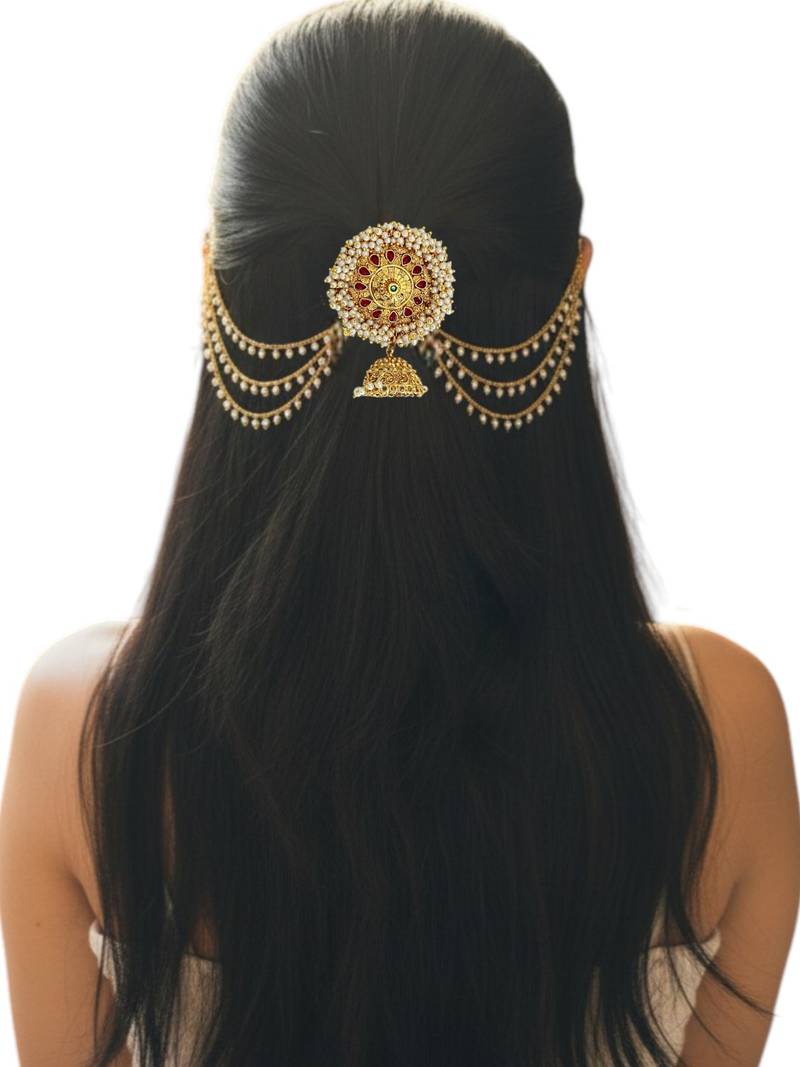 Gold plated kemp stone bun pin head jewellery