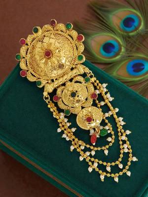 Gold plated traditional layered bun pin head jewellery 1