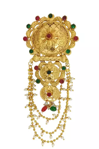 Gold plated traditional layered bun pin head jewellery