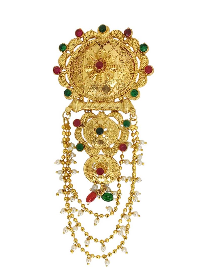 Gold plated traditional layered bun pin head jewellery