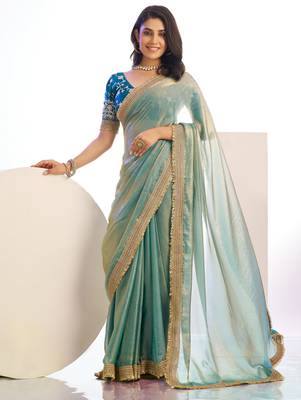 aqua stylish heavy partywear saree rich girlie looks 4