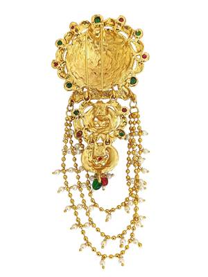 Gold plated traditional layered bun pin head jewellery 3