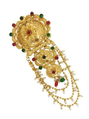 Gold plated traditional layered bun pin head jewellery 4