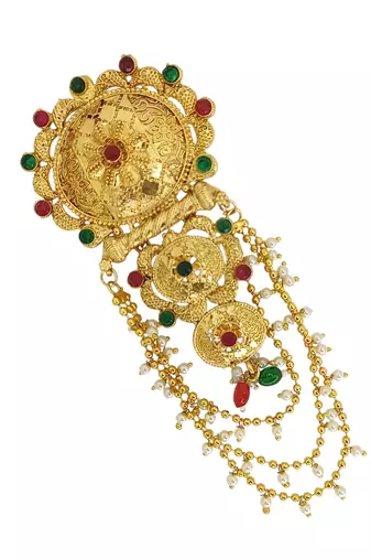Gold plated traditional layered bun pin head jewellery