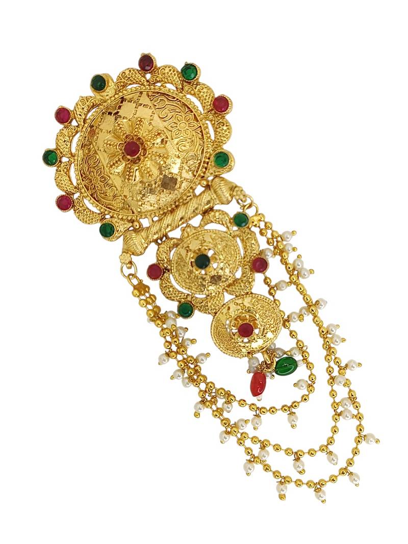 Gold plated traditional layered bun pin head jewellery