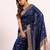Navy blue extraordinary banarasi silk saree with resham peacock pallu