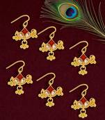 Set of 6 gold plated kundan juda pins head jewellery