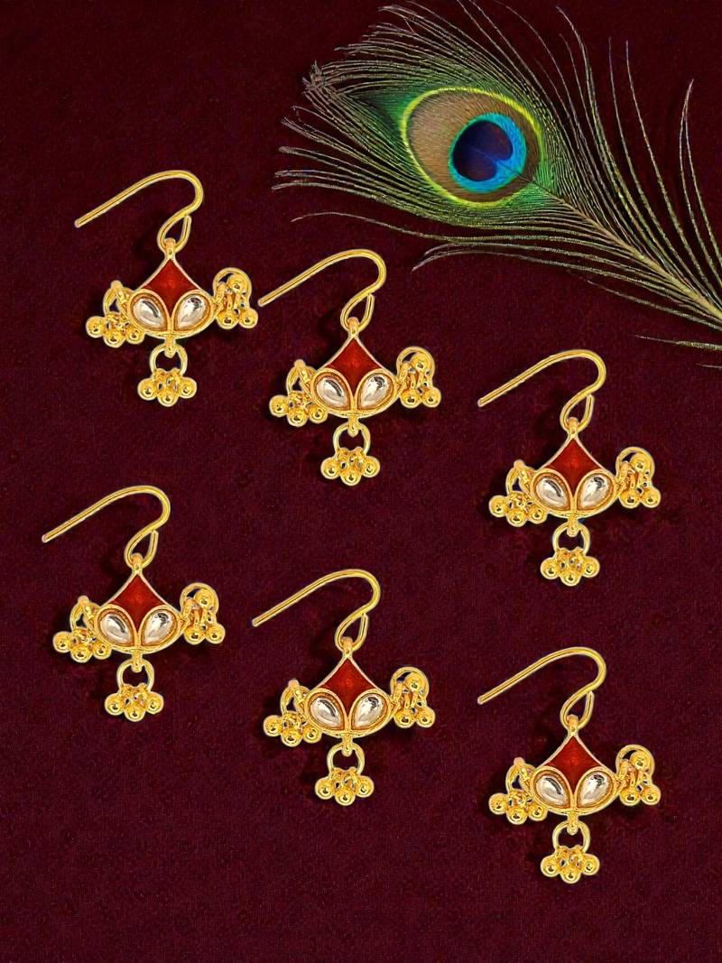 Set of 6 gold plated kundan juda pins head jewellery