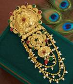 Set of 6 gold plated kundan juda pins head jewellery