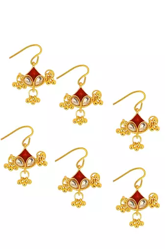Set of 6 gold plated kundan juda pins head jewellery