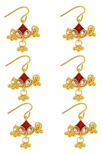Set of 6 gold plated kundan juda pins head jewellery