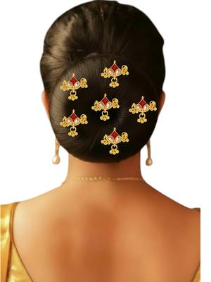 Set of 6 gold plated kundan juda pins head jewellery 5