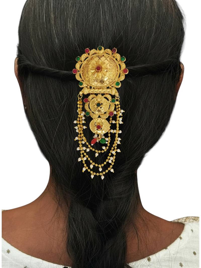 Set of 6 gold plated kundan juda pins head jewellery