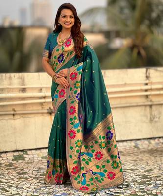 rama paithani silk blend woven partywear saree 1