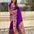 lavender color paithani silk blend fabric woven designer partywear saree