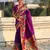 purple paithani silk blend fabric woven designer partywear saree