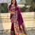 wine color paithani silk blend fabric woven designer partywear saree