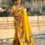 yellow color paithani silk blend fabric woven designer partywear saree