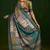 parrot green color gathan silk blend fabric designer digital printed partywear saree