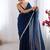 Navy blue soft space silk saree with sequin zalar lace border & matching blouse