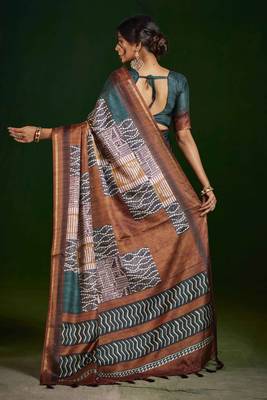rama gathan silk blend digital printed partywear saree 2