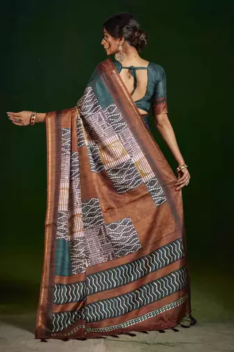 rama gathan silk blend digital printed partywear saree