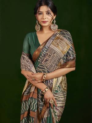 rama gathan silk blend digital printed partywear saree 3