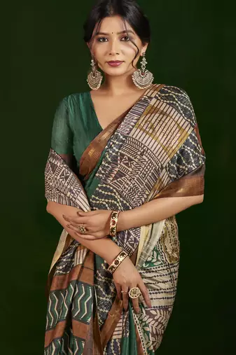 rama gathan silk blend digital printed partywear saree