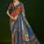 rust color gathan silk blend fabric designer digital printed partywear saree