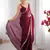 Wine soft space silk saree with sequin zalar lace border & matching blouse