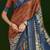 rust color gathan silk blend fabric designer digital printed partywear saree