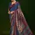 navy blue color gathan silk blend fabric designer digital printed partywear saree