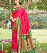 pink color beautiful woven designer soft silk blend fabric saree