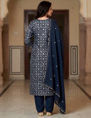 printed readymade suit set with khatli work & chanderi dupatta 2