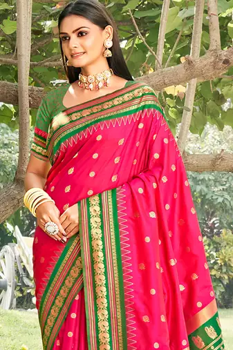 pink woven soft silk blend saree