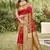 red color pochampalli silk blend fabric woven designer ethnic partywear saree