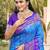 sky blue color pochampalli silk blend fabric woven designer ethnic partywear saree