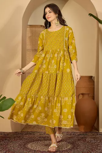 Flared printed kurta set for womens