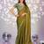 green color ethnic embroidered moss chiffon fabric girlie partywear saree