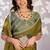 green color ethnic embroidered moss chiffon fabric girlie partywear saree
