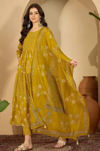 Flared printed kurta set for womens