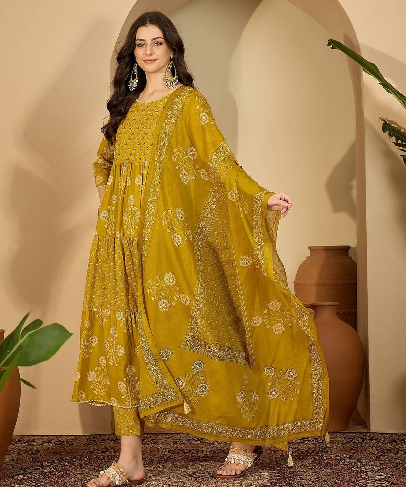 Flared printed kurta set for womens