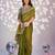 green color ethnic embroidered moss chiffon fabric girlie partywear saree
