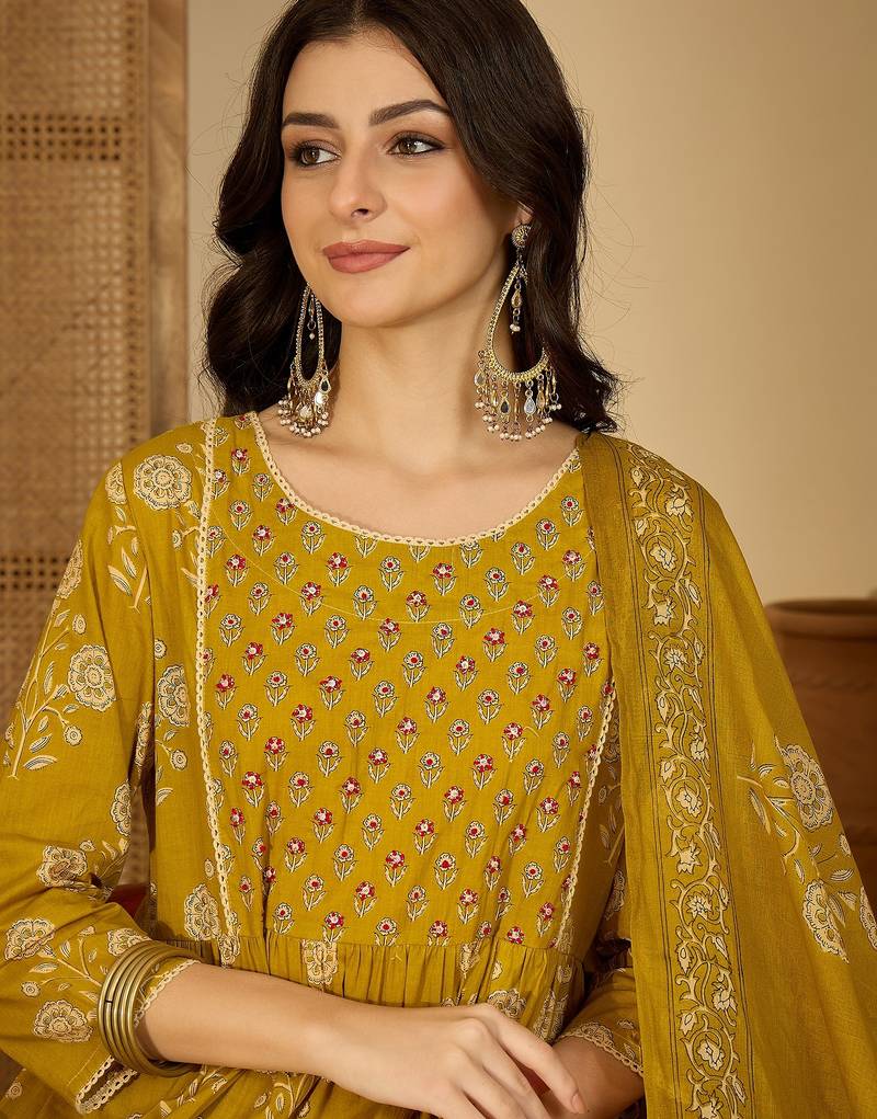 Flared printed kurta set for womens