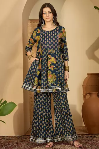 Flared printed kurta set for womens