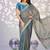 grey color ethnic embroidered moss chiffon fabric girlie partywear saree