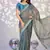 grey ethnic embroidered moss chiffon girlie partywear saree