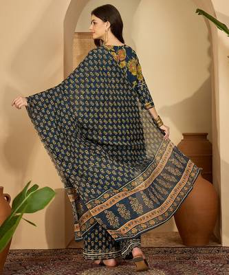 Flared printed kurta set for womens 3